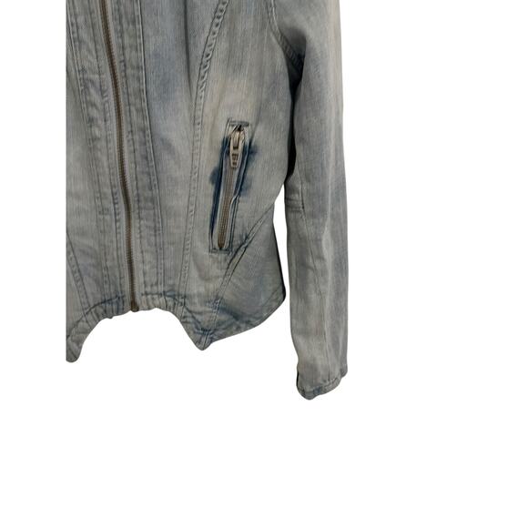 BLANK NYC Women's Small Blue Long Sleeve Zip Pocket Denim Zip Up Jacket - Picture 7 of 14
